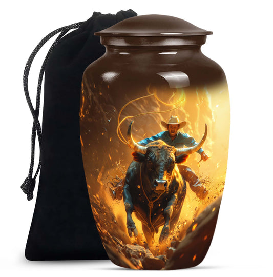 Cowboy Theme Large Urn 10 Inch