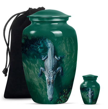 Alligator Theme Large Urn With 1 Keepsake Urn