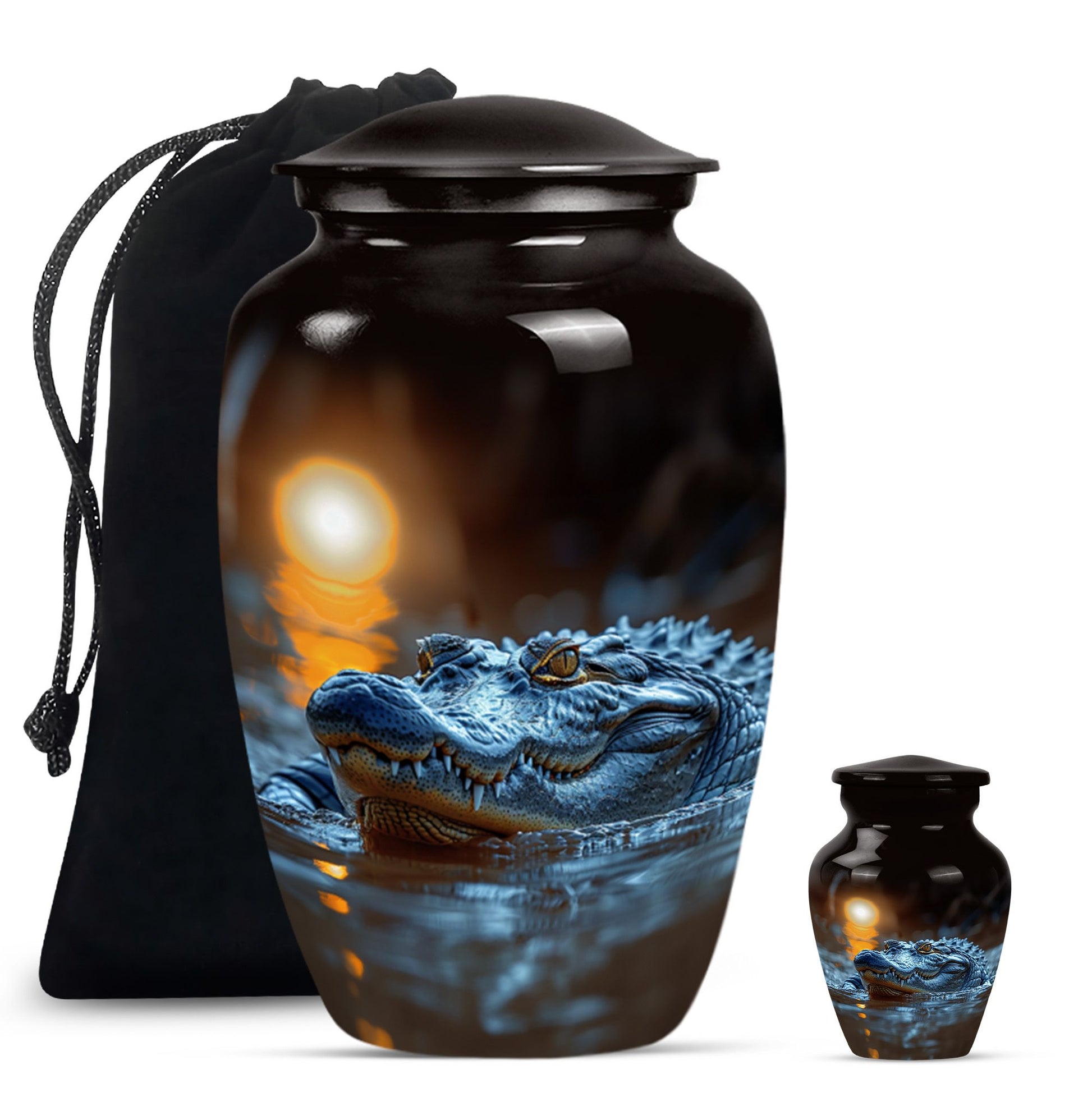 Alligator Theme Large Urn With 1 Keepsake Urn