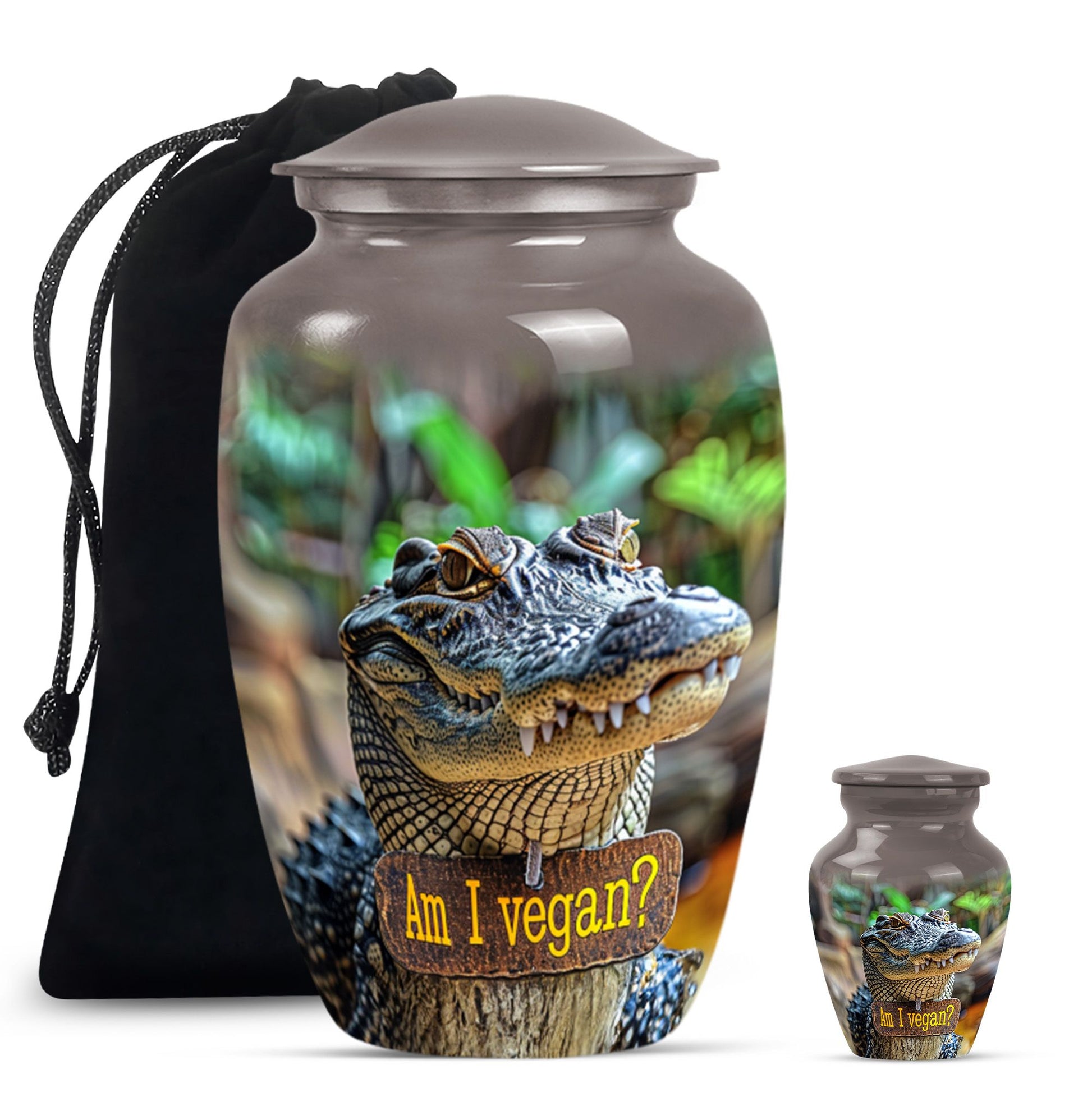 Alligator Theme Large Urn With 1 Keepsake Urn