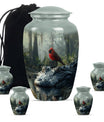 Cardinal Bird Theme Large Urn With 4 Keepsake Urn
