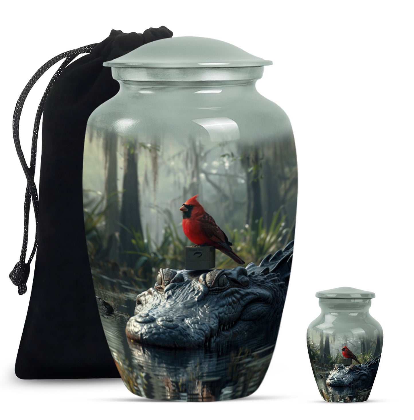 Cardinal Bird Theme Large Urn With 1 Keepsake Urn
