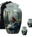 Cardinal Bird Theme Large Urn With 2 Keepsake Urn