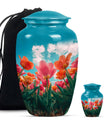 Tulip Theme Large Urn With 1 Keepsake Urn
