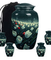 Tulip Theme Large Urn With 4 Keepsake Urn