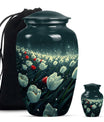 Tulip Theme Large Urn With 1 Keepsake Urn