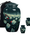 Tulip Theme Large Urn With 2 Keepsake Urn