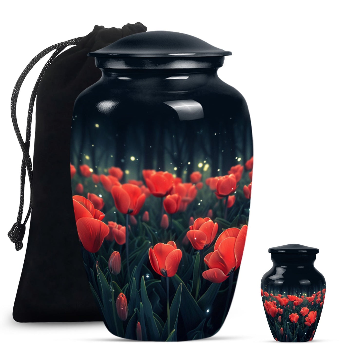 Tulip Theme Large Urn With 1 Keepsake Urn