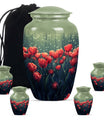 Tulip Theme Large Urn With 4 Keepsake Urn