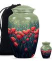 Tulip Theme Large Urn With 1 Keepsake Urn