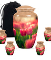 Tulip Theme Large Urn With 4 Keepsake Urn