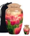 Tulip Theme Large Urn With 1 Keepsake Urn