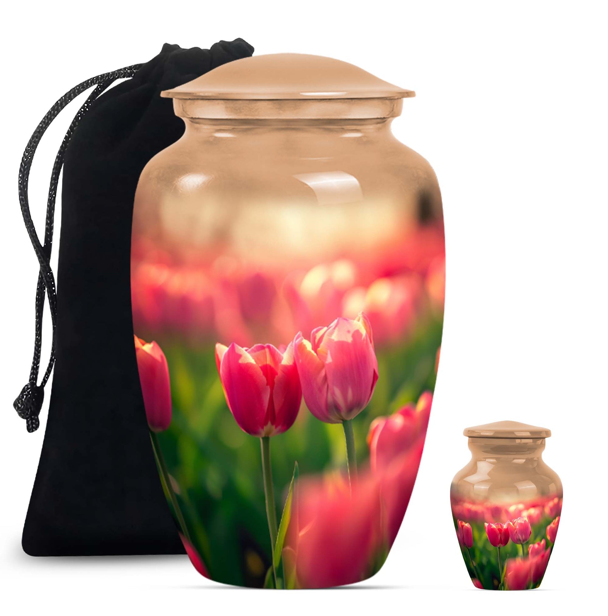 Tulip Theme Large Urn With 1 Keepsake Urn