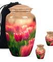 Tulip Theme Large Urn With 2 Keepsake Urn