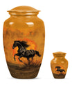 Horse Theme Large Urn With 1 Keepsake Urn