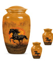 Horse Theme Large Urn With 2 Keepsake Urn