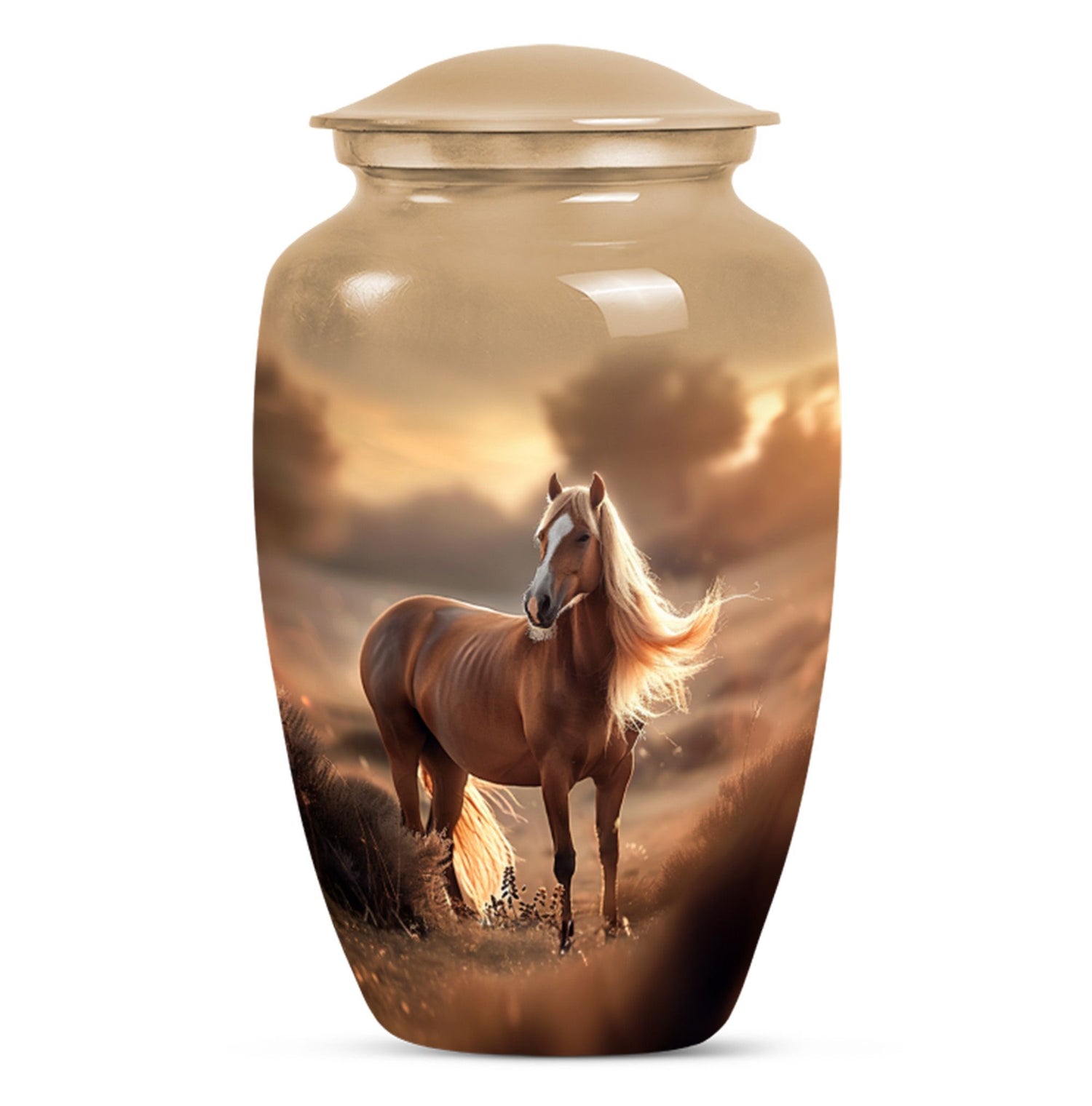 Horse Theme Large Urn 10 Inch