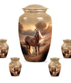 Horse Theme Large Urn With 4 Keepsake Urn