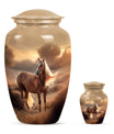 Horse Theme Large Urn With 1 Keepsake Urn