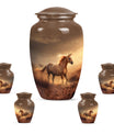 Horse Theme Large Urn With 4 Keepsake Urn