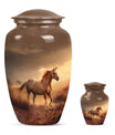 Horse Theme Large Urn With 1 Keepsake Urn
