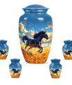Horse Theme Large Urn With 4 Keepsake Urn