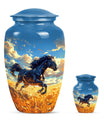 Horse Theme Large Urn With 1 Keepsake Urn
