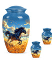 Horse Theme Large Urn With 2 Keepsake Urn