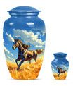 Horse Theme Large Urn With 1 Keepsake Urn