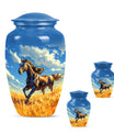 Horse Theme Large Urn With 2 Keepsake Urn
