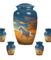 Horse Theme Large Urn With 4 Keepsake Urn