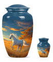Horse Theme Large Urn With 1 Keepsake Urn