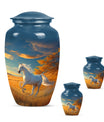 Horse Theme Large Urn With 2 Keepsake Urn