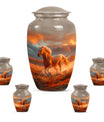 Horse Theme Large Urn With 4 Keepsake Urn