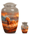 Horse Theme Large Urn With 1 Keepsake Urn