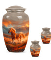Horse Theme Large Urn With 2 Keepsake Urn