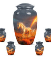 Horse Theme Large Urn With 4 Keepsake Urn