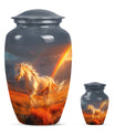 Horse Theme Large Urn With 1 Keepsake Urn