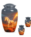 Horse Theme Large Urn With 2 Keepsake Urn