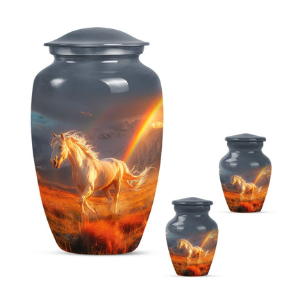 Horse Theme Large Urn With 2 Keepsake Urn