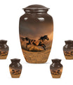 Horse Theme Large Urn With 4 Keepsake Urn