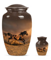 Horse Theme Large Urn With 1 Keepsake Urn