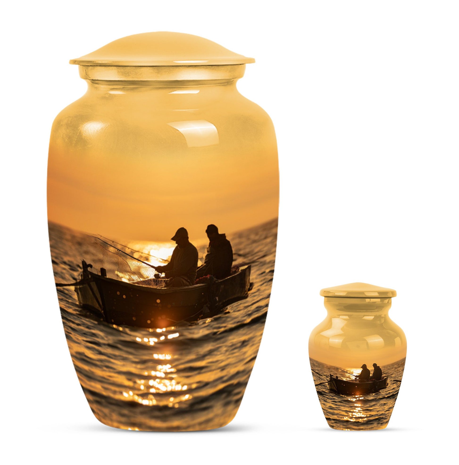 Fishing Theme Large Urn With 1 Keepsake Urn