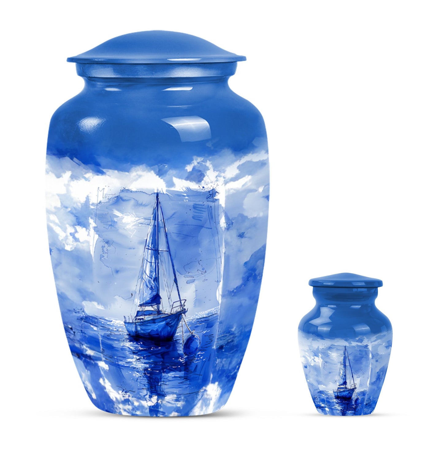 Fishing Theme Large Urn With 1 Keepsake Urn
