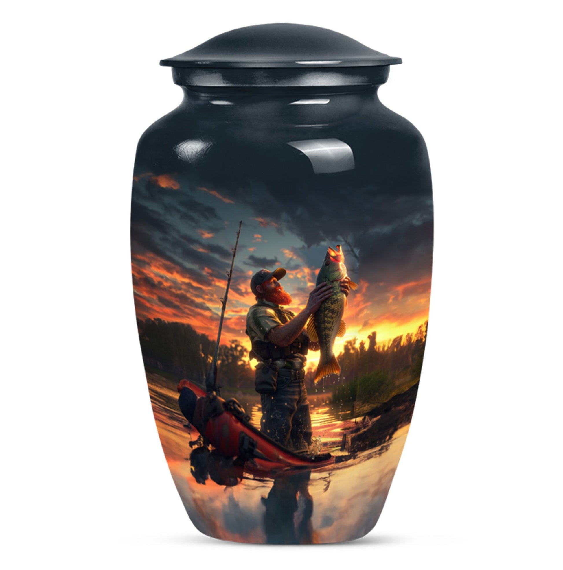 Fishing Theme Large Urn 10 Inch