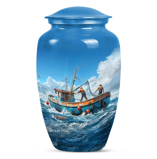 Fishing Theme Large Urn 10 Inch