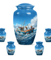 Fishing Theme Large Urn With 4 Keepsake Urn