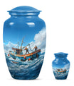 Fishing Theme Large Urn With 1 Keepsake Urn