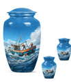 Fishing Theme Large Urn With 2 Keepsake Urn