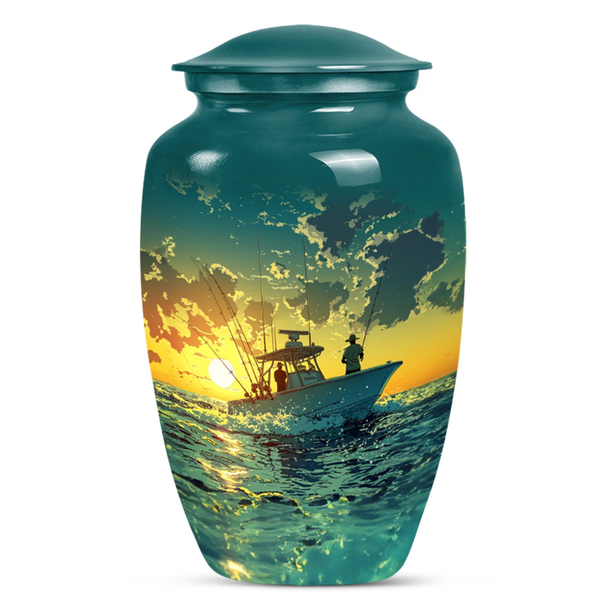 Fishing Theme Large Urn 10 Inch